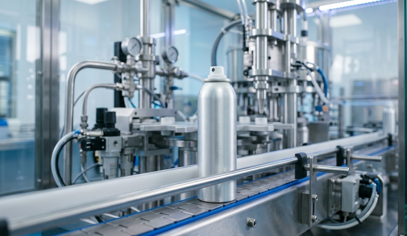 bov spray bottle on a manufacturing line